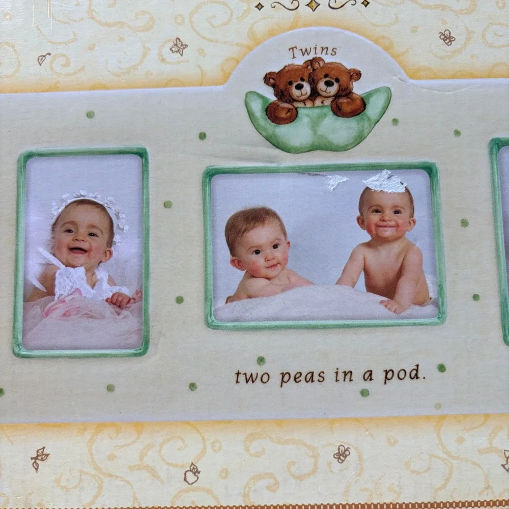 Gund Thinking of You Twins Two Peas in a‎ Pod Ceramic 3-Opening Picture Frame